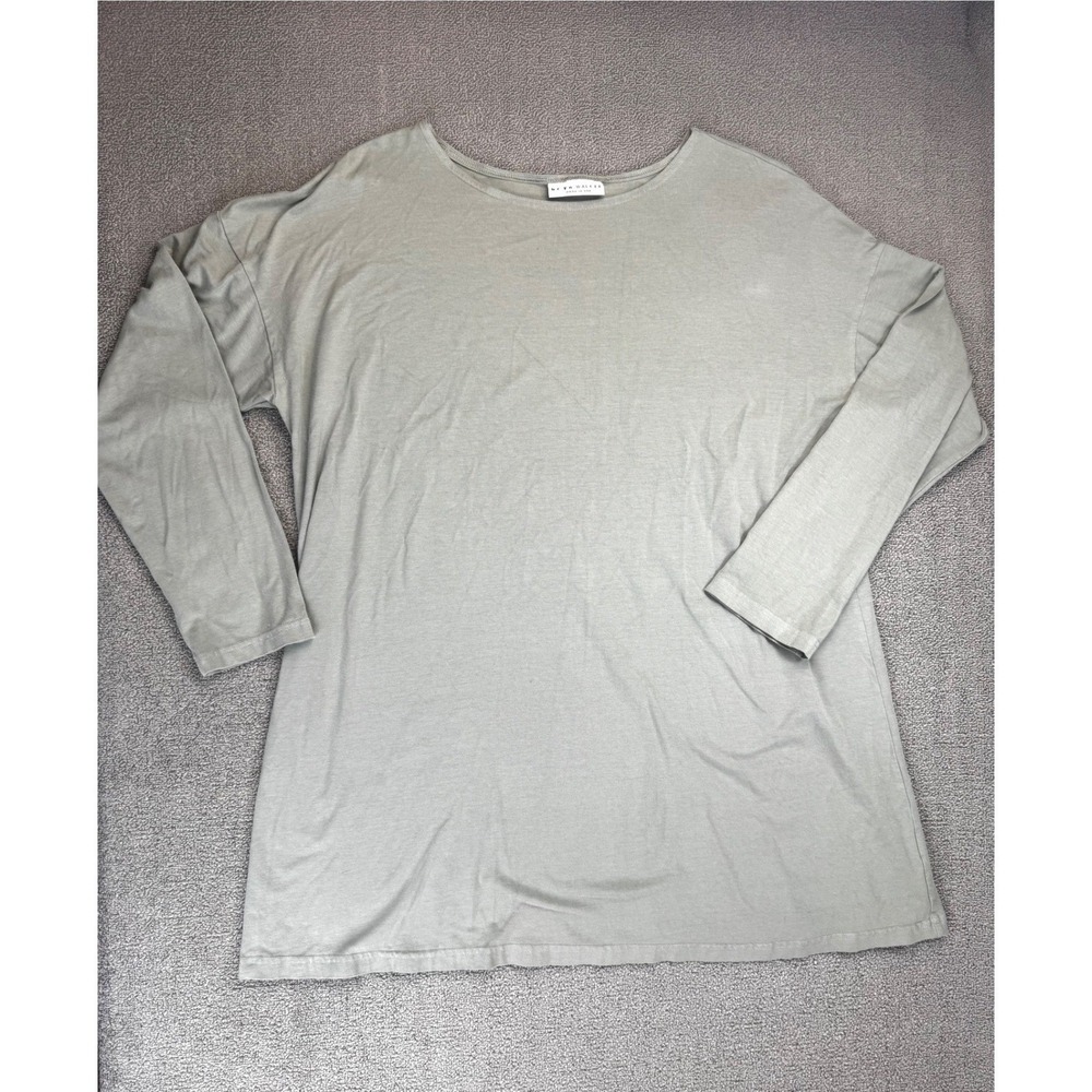 Bryn Walker Tunic Top Womens 1X Sage Green Bamboo Organic Cotton Long Sleeve USA